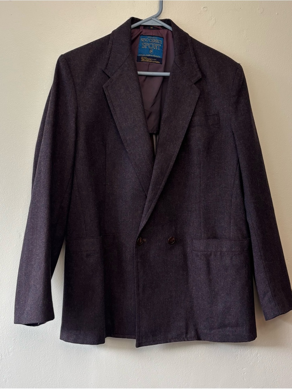 Vintage Nino Cerruti Sport Blazer 38 Wool Blend Tweed Burgundy Men’s